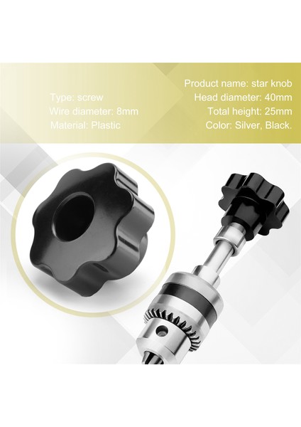 5 Adet Siyah Yıldız Kavrama Topuzu, Dişi Diş Çapı 8 Mm, Kafa Çapı 40 mm (Yurt Dışından) indirimleri