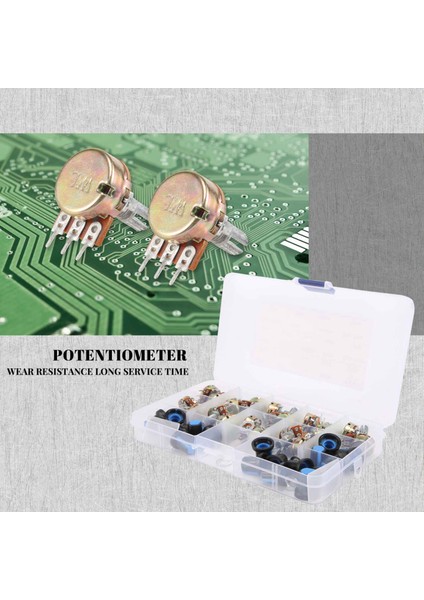 18 Adet/kutu WH148 Tek Potansiyometre Kiti B1K/5K/10K/20K/50K/100K/500K/1M Kolları ile Tek Potansiyometre Seti Mil Somunları (Yurt Dışından)