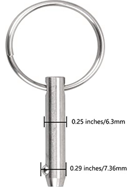 4 Pcs Deniz Hızlı Çıkarma Pimleri Bimini Üst Pimler, Çap 1/4ın(6.3mm), Toplam UZUNLUK1.5IN(38MM), Kullanılabilir Uzunluk(25.4mm) (Yurt Dışından)