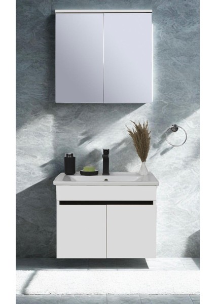 Dicle Tk. (Asma Alt+Üst+Lavabo) Beyaz 65 cm