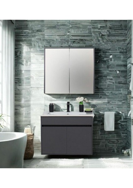 Dicle Tk. (Asma Alt+Üst+Lavabo) Antrasit 80 cm