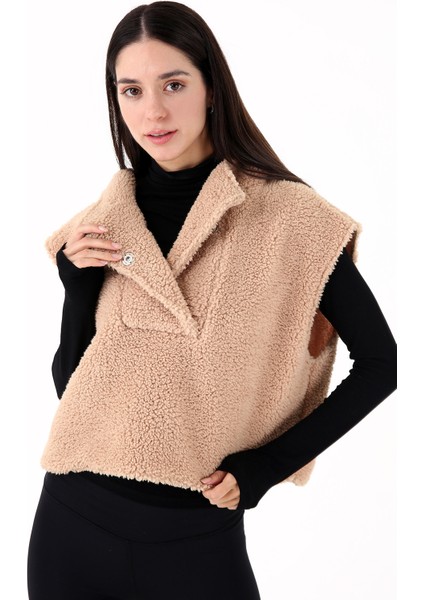 Chic Casual Kadın Peluş Yelek Camel