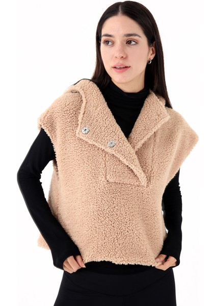 Chic Casual Kadın Peluş Yelek Camel