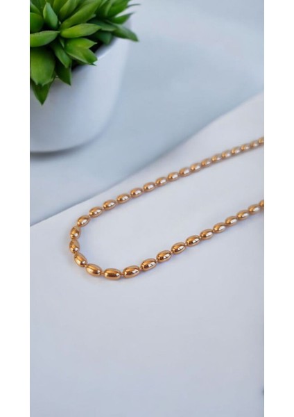 Vıp Paslanmaz Çelik Yassı Dorika Rose Gold Kolye