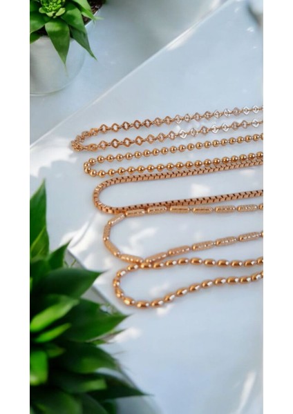 Vıp Paslanmaz Çelik Yassı Dorika Rose Gold Kolye
