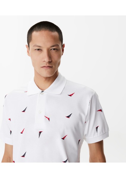 Erkek Beyaz Classic Fit Kısa Kollu Polo fırsatları