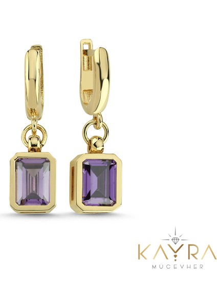 Ametist Taşlı Altın Küpe AHK08
