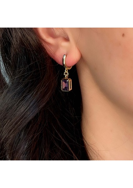 Ametist Taşlı Altın Küpe AHK08 indirimleri