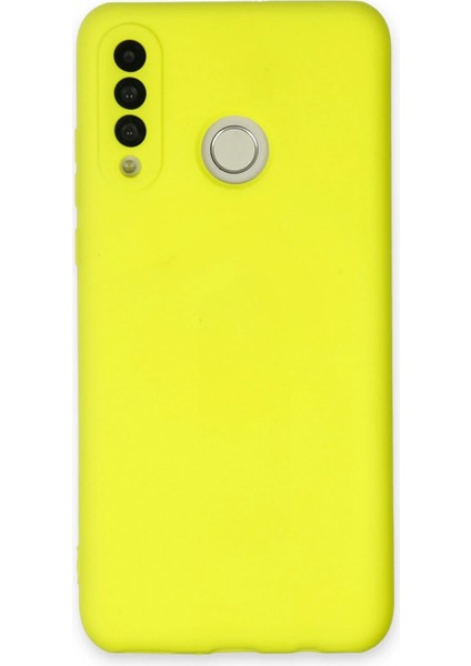Huawei P30 Lite Kılıf Nano Içi Kadife Silikon - Sarı Ynsmr