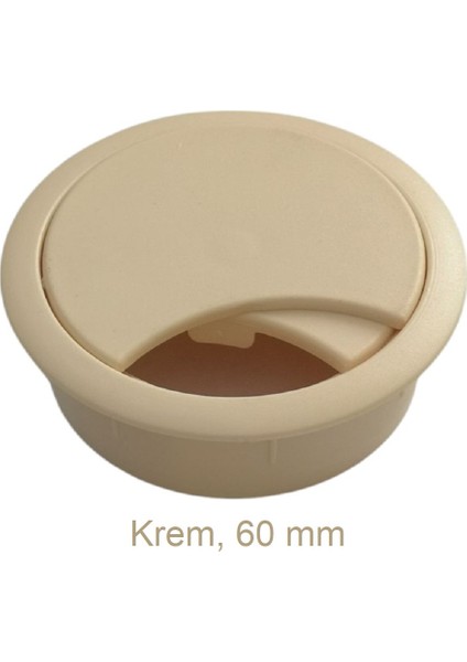Masa Üstü Kablo Kanalı Deliği Kapağı Krem Masa Kapağı 6 cm