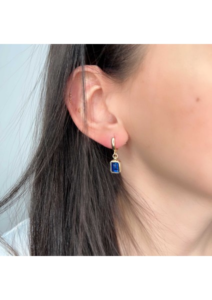 Mavi Topaz Taşlı Altın Küpe AHK07 fiyatları