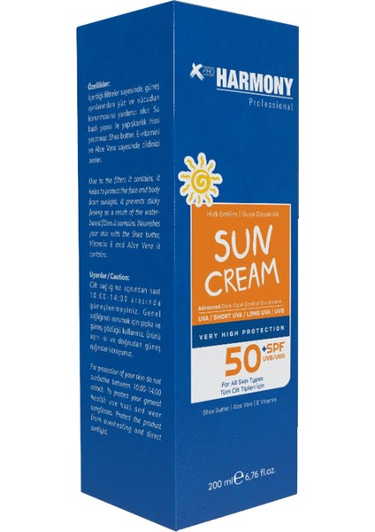 Sun Cream 50 Spf Uvb / Uva Suya Dayanaklı Güneş Kremi 200 ml