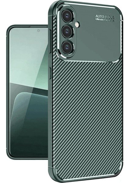 Samsung Galaxy A56 Uyumlu Kılıf Negro Karbon Görünümlü Silikon Koyu Yeşil modelleri