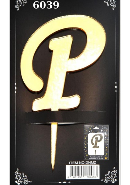 Pasta Üstü Pleksi Harf Gold P