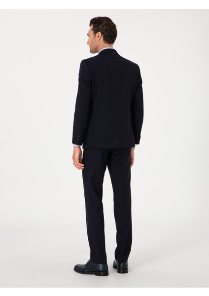 Erkek Lacivert Slim Fit %100 Yün Klasik Takım Elbise 50306038-VR033