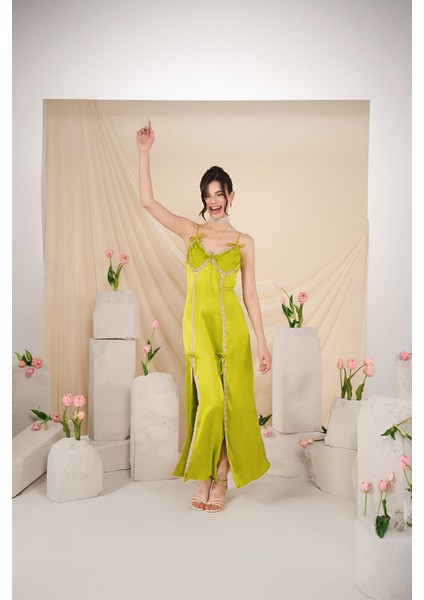 Saten Maxi Elbise