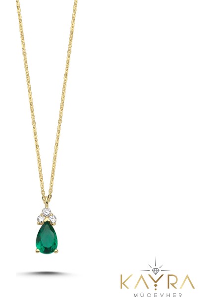 Peridot Damla Taşlı Altın Kolye AKM76