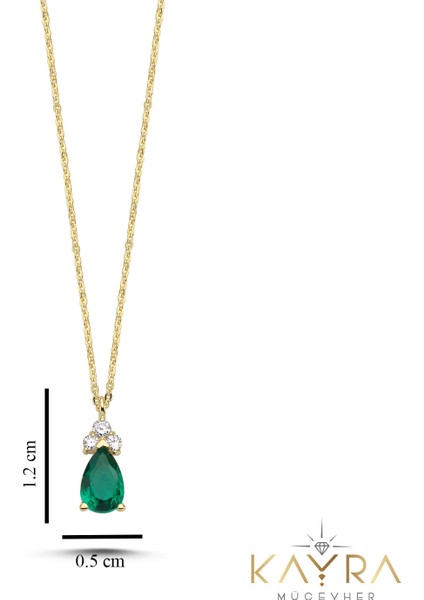 Peridot Damla Taşlı Altın Kolye AKM76
