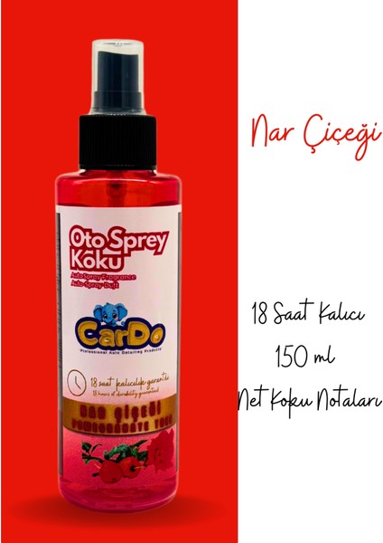 Cardo Premium Oto Kokusu Yüksek Kalıcılık Nar Çiçeği Kokusu 150 ml