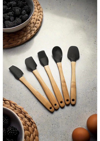 5 Parça Bambu Saplı Mini Supatula Seti