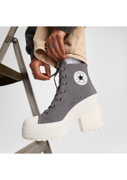 Chuck 70 De Luxe Heel Unisex Gri Deri Platform Sneaker indirimleri