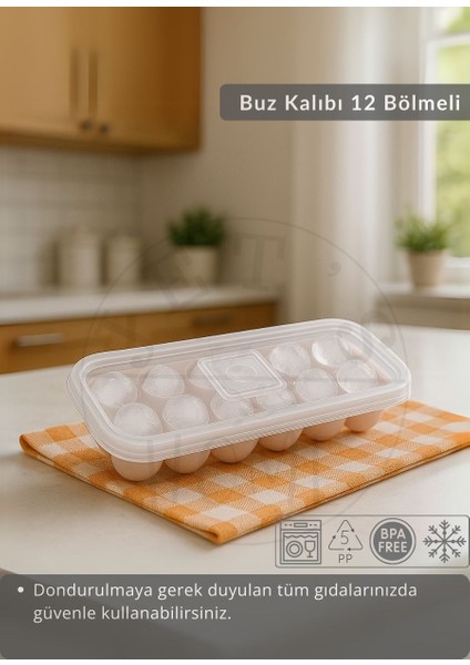 2\'li Set Buz Kalıbı 12 Bölmeli Esnek Silikon Buz Küpü Bpa Free Yuvarlak Bas Parmak Buzluk Çapı 3,5 cm Pembe