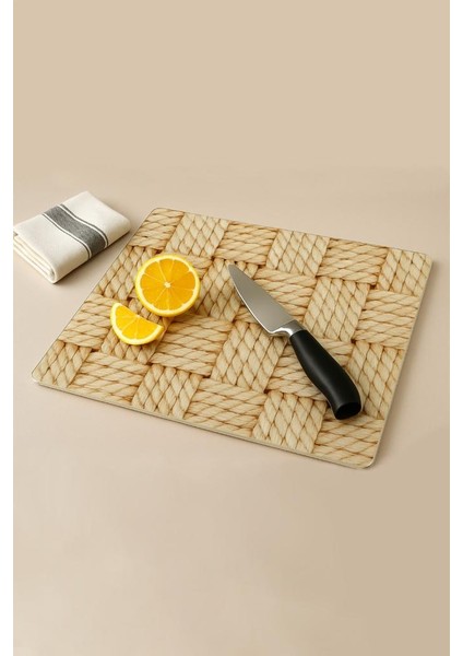 Cam Kesme Tahtası 20X30 – Hasır Görünümlü, Mutfak Doğrama Tahtası, Hijyenik Kaymaz