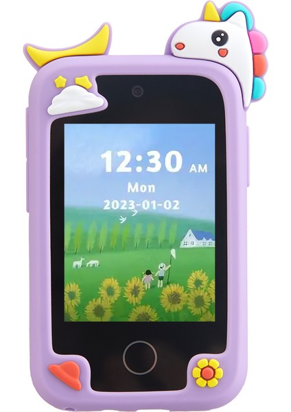 Z10S 2.8 Inç Dokunmatik Ekran Çocuk Oyuncak Telefon Kamera Çift Lensli Çalar Saat Video Kaydedici-Mor (Yurt Dışından)