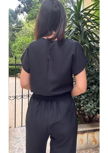 Kadın Siyah Crop Üst Pantolon Takım fırsatları