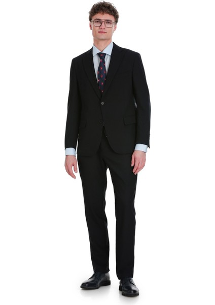 Lacivert Comfort Fit Mono Yaka Klasik Takım Elbise