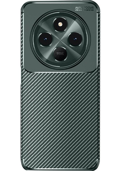 Xiaomi Redmi 14C 4g Uyumlu Kılıf Negro Karbon Görünümlü Silikon Koyu Yeşil