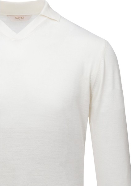 Taş Regular Fit Polo Yaka Yünlü Kazak