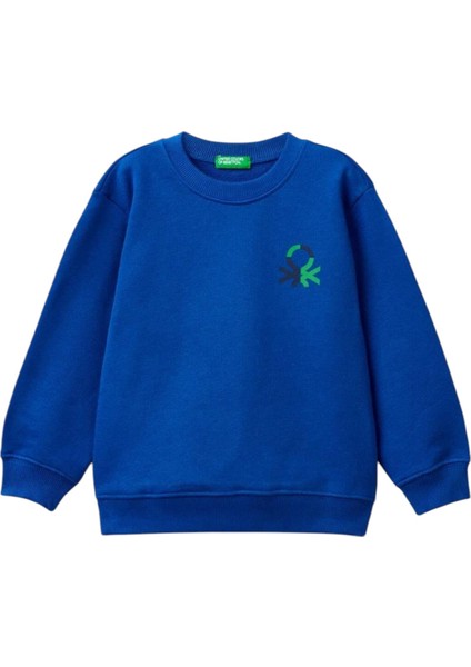 Erkek Çocuk Önü Logo Baskılı Bisiklet Yaka Sweatshirt