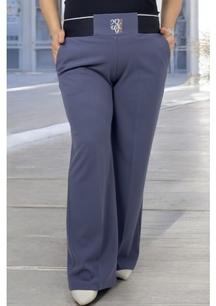 Ful Likralı Beli Kalın Lastikli Yüksek Bel Scuba Kumaş Büyük Beden Pantolon fiyatları