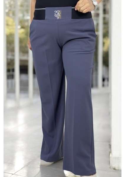 Ful Likralı Beli Kalın Lastikli Yüksek Bel Scuba Kumaş Büyük Beden Pantolon fırsatları