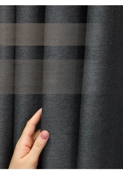 Taç Deste Keten Karartma Fon Perde Antrasit Pilesiz modelleri