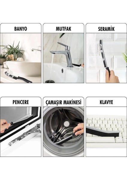 2 Li Çok Amaçlı Temizlik Fırçası & Derz Fırçası & Mutfak Banyo Temizlik Fırçası