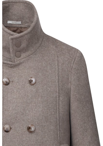 Kahverengi Slim Fit Kruvaze Yünlü Kaşe Kaban fiyatları