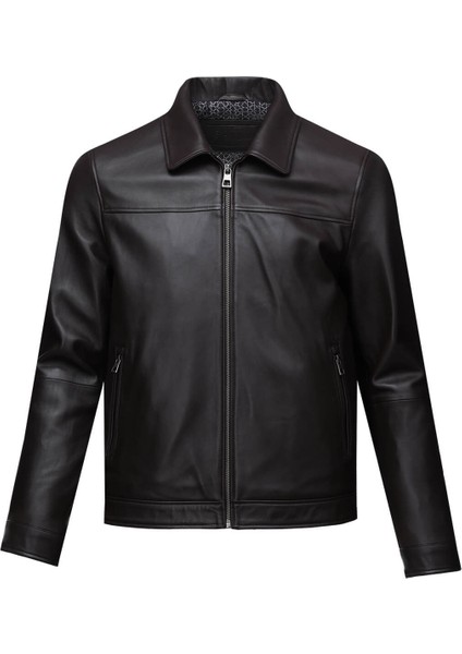 Kahverengi Slim Fit Bebe Yaka 100% Hakiki Deri Mont