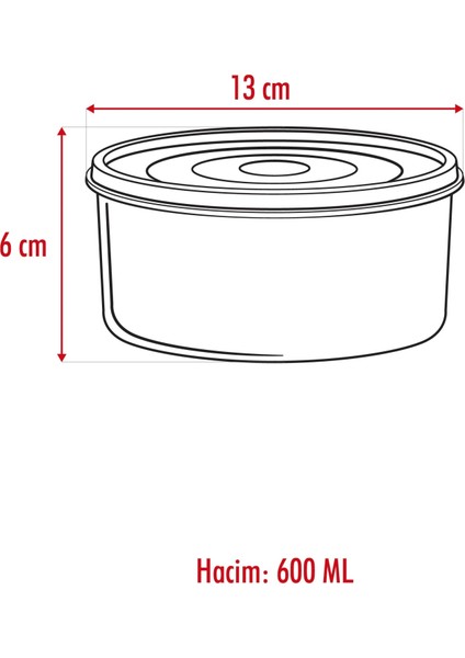 6 Adet Yuvarlak Saklama Kabı & Kahvaltılık (600 Ml) modelleri