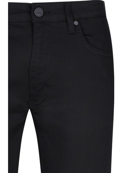 Siyah Rahat Kesim Fit 5 Cep Kanvas Pantolon