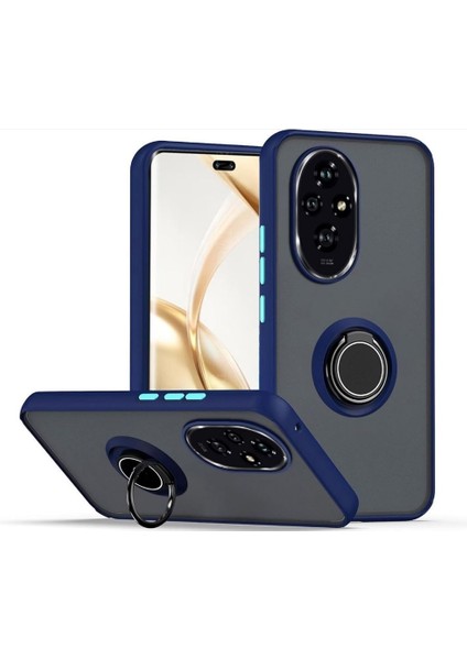 Honor 200 Pro Uyumlu Kılıf Montreal Yüzüklü Mıknatıslı Kamera Korumalı Silikon Lacivert