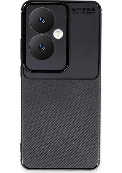 Oppo Reno 11F Uyumlu Kılıf Negro Karbon Görünümlü Silikon Siyah