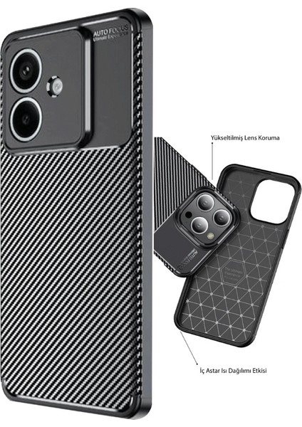 Oppo A3 Uyumlu Kılıf Negro Karbon Görünümlü Silikon Siyah modelleri