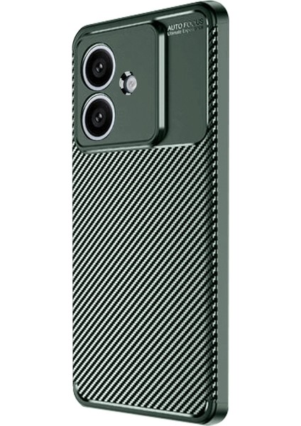 Oppo A3 Uyumlu Kılıf Negro Karbon Görünümlü Silikon Koyu Yeşil