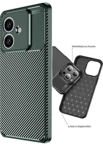 Oppo A3 Uyumlu Kılıf Negro Karbon Görünümlü Silikon Koyu Yeşil modelleri
