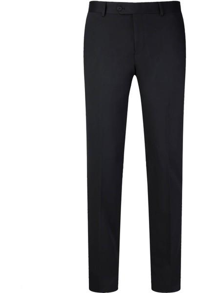 Siyah Regular Fit Yandan Cepli Kumaş Pantolon