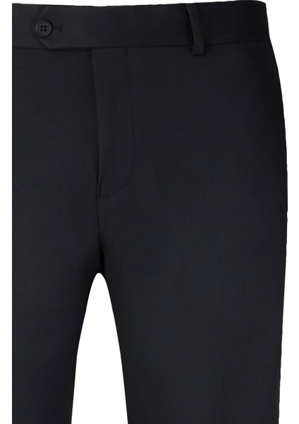 Siyah Regular Fit Yandan Cepli Kumaş Pantolon