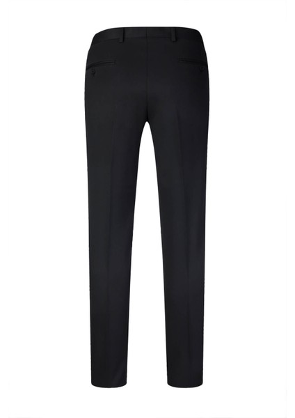 Siyah Regular Fit Yandan Cepli Kumaş Pantolon