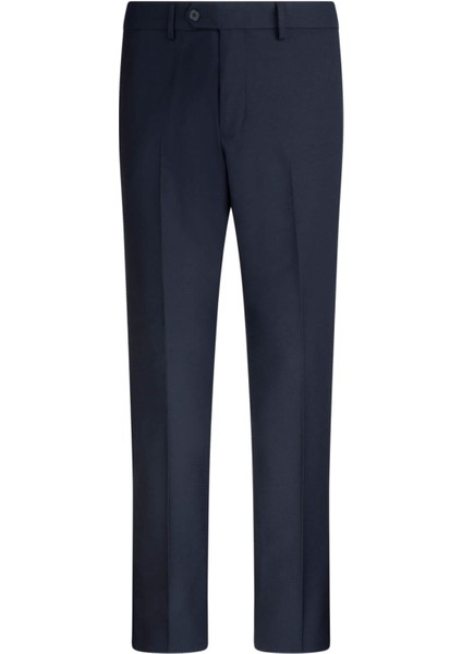 Lacivert Slim Fit Yandan Cepli Kumaş Pantolon